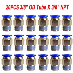 20Pc 3/8" OD Tube X 3/8" NPT Pneumatic Fitting Push To Connect Air Fittings - Picture 1 of 7