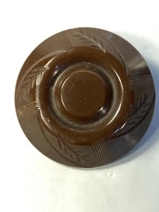 Bakelite Button Carved Large 1 3/4” Dark Chocolate - Picture 1 of 4