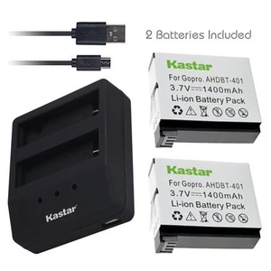 Battery&DUAL USB Charger for GoPro HERO4,GoPro AHDBT-401,AHBBP-401 Sport Cameras - Picture 1 of 7