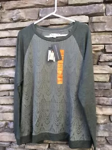 Adrienne Vittadini L/S Woman' Lace Bodice Pullover Shirt Heather Olive XXL - Picture 1 of 4