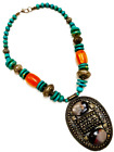 Vintage Stammesstein Knochen tibetische Banjara Halskette Zigeuner Boho Bauchtänzer Perlen
