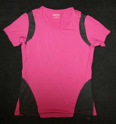 Saia esportiva feminina rosa escuro/preto stretch manga curta camiseta tamanho P - Imagem 1 de 2