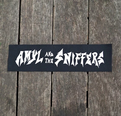 Amyl and the Sniffers strip patch - large screen print on duck canvas 19cm x 5cm - Image 1 of 2