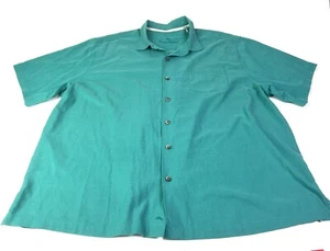 Tommy Bahama Silk Blend Hawaiian Camp Shirt Teal Mens Size 2XLB - Picture 1 of 8