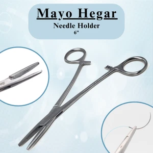 Stainless Steel Mayo Needle Holder 6" Serrated Tips Suturing Student Training - Picture 1 of 5
