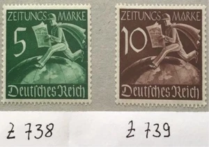 Deutsches Reich Z738-Z739 (kompl.Ausg.) postfrisch, 1939 Zeitungsmarken - Bild 1 von 1