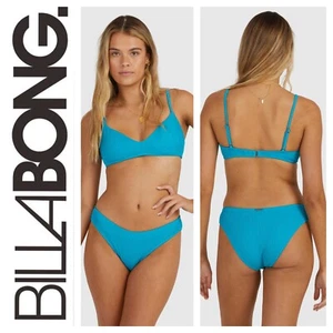 BNWT BILLABONG SUMMER HIGH V BRALETTE TOP & BONDI SET (MEDIUM/10) TILE BLUE - Picture 1 of 6