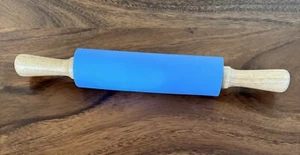 Silicone Rolling Pin for Baking Stainless Steel Roller Non-stick 15" Wood Handle - Picture 1 of 3