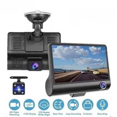 TELECAMERA PER AUTO FULL HD DASH CAM DVR DA 4 POLLICI CON RETROCAMERA PARCHEGGIO - Immagine 1 di 4