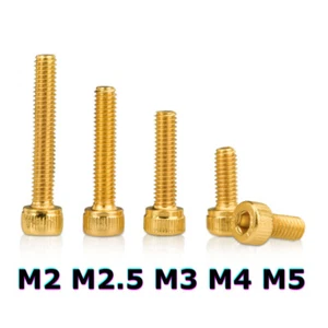 Gold Titanbeschichtung Zylinderschrauben Innensechskant DIN 912 M2 M2.5 M3 M4 M5 - Picture 1 of 49