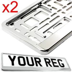 2 x CHROME EFFECT NUMBER PLATE HOLDER SURROUND CAR THE BEST GOOD FOR CAR, VAN - Picture 1 of 6