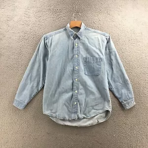 American Eagle Outfitters Button Up Shirt Mens S Blue Denim Cotton Long Sleeve - Picture 1 of 17