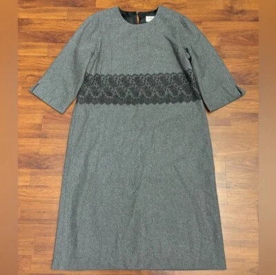 Vestido de Lana Orvis Vintage Midi Hasta la Rodilla Modesto Gris Tweed Forrado Para Mujer Talla 16 Foto 1 de 4