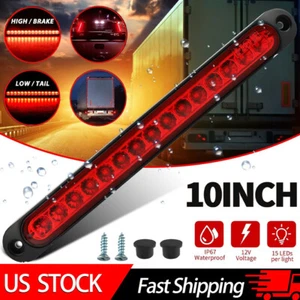 10" 15 LED Red Truck Trailer Strip 3rd Brake Stop Lamps Rear Turn Tail Light Bar - Foto 1 di 9