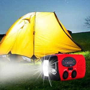 Weather Radio Built-in Flashlight FMAMNOAA Frequencies Hand Crank Power - Zdjęcie 1 z 13