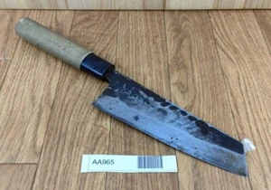 Cuchillo de cocina de chef japonés SANTOKU vintage HECHO A MANO Japón 160/308 mm AA965 - Imagen 1 de 17