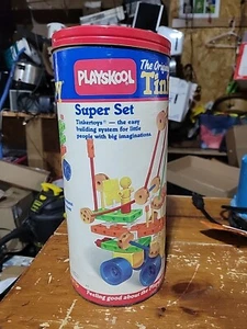 The Original Tinkertoy Building Set In Canister With Lid Instruction Manual 1986 - Picture 1 of 6