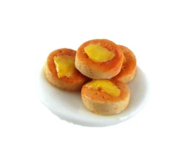 Bambole Casa Buttered Crumpets su Un Piatto Miniatura Fatto a Mano Accessorio - Immagine 1 di 4