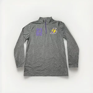 NBA Lakers Jersey Long sleeve Gray Kids Boys Girls Shirt “23 James” Size L 14-16 - Picture 1 of 9
