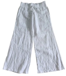 Pantalones de cintura elástica de lino blanco talla M elan para mujer - Imagen 1 de 3