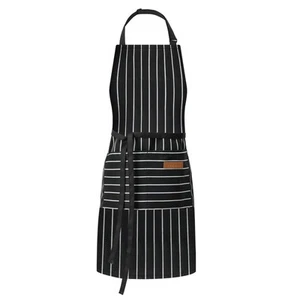 Kitchen Cooking Adjustable Aprons - Men Women Bib Soft Chef Stripes Apron wit... - Picture 1 of 8