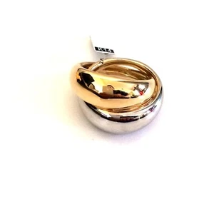 14K Bicolor Crisscross Ring | 18.15mm Wide Band | EL GRECO - Picture 1 of 7