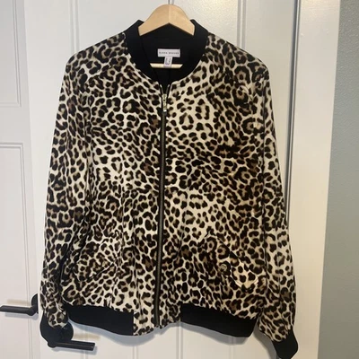 Chaqueta Bomber Susan Graver Mujer Leopardo Guepardo Estampado Animal Talla Grande Foto 1 de 4