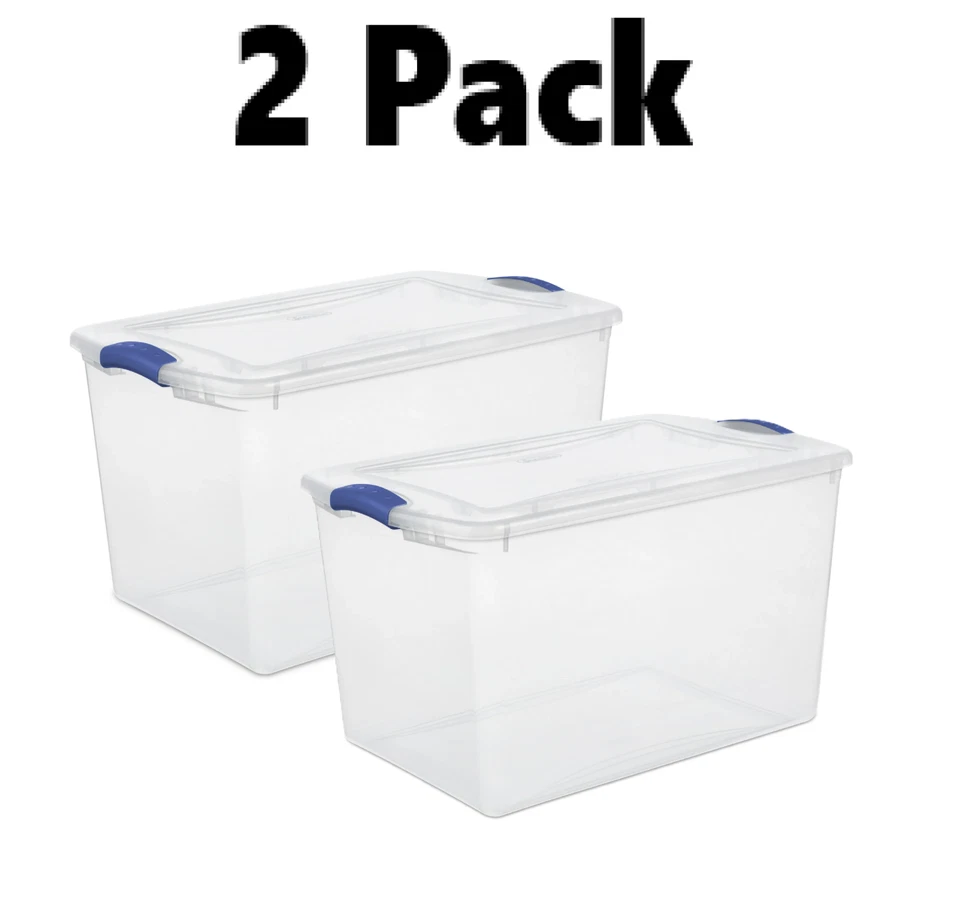 Contenedor de almacenamiento grande Sterilite 2pk, contenedor de almacenamiento de plástico transparente de 66 cuartos. Foto 1 de 1