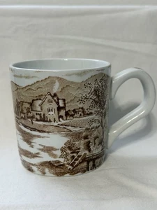 "Taza taza vintage de tinta Alfred Meakin Staffordshire Inglaterra marrón blanca 3,25""" - Imagen 1 de 5