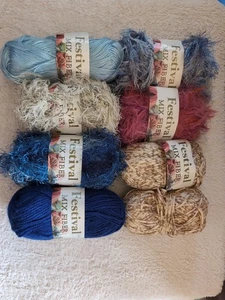 Festival Yarn MIX FIBER . Mixed Lot of 8 Skeins. As Pictured - Picture 1 of 6
