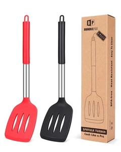 Pack of 2 Silicone Slotted Spatula, Non Stick Kitchen Turners, High Heat Resi... - Picture 1 of 8