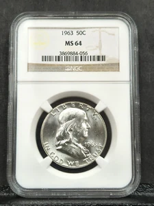 1963 Franklin Silver 50c Half Dollar MS 64 NGC #1003 - Picture 1 of 2