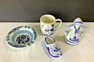 Lot DELFT BLUE Holland AMSTERDAM Clog, Milk Maid Maiden, Ashtray, Mug Figurines - Picture 1 of 12