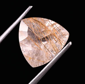 Natural Golden Rutile Quartz Trillion Shape Loose Gemstone 4.80 Cts 12X12X7 mm - Picture 1 of 3