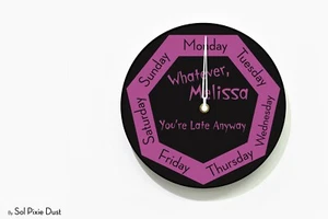 DayClocks, Custom Name Whatever, you're late anyway - Heptagon Wall Clock - Picture 1 of 4