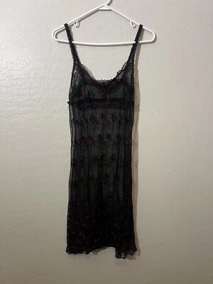 Only Hearts NYC Helena Stuart SEARLE Slip M Chemise 刺绣黑色红色透明 — 第 1/4 张图片