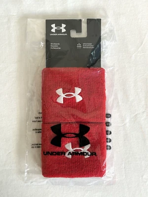 Under Armour Hombre 3" Pulseras Sudaderas Paquete de 2 Rojo Blanco Nuevo con Etiquetas Nuevo Foto 1 de 4