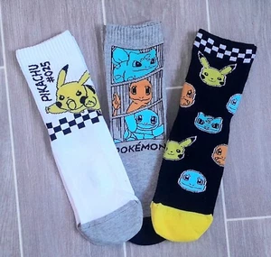 New Nintendo POKEMON Pikachu Boy's Kid's 3 Pack Cotton Socks - Various Sizes - Picture 1 of 2