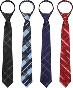 4 Pcs School Ties for Kids Boys 15" Adjustable Zipper Tie School Uniform Ties - Picture 1 of 7
