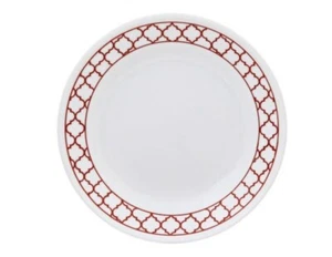 1 Corelle Livingware CRIMSON TRELLIS 6 3/4" BREAD Dessert PLATE *Red Geometric