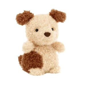 Jelly Cat Little Pup - Beige & Tan Small Curly Fur Puppy Beanie Toy Plush Dog 7" - Picture 1 of 4