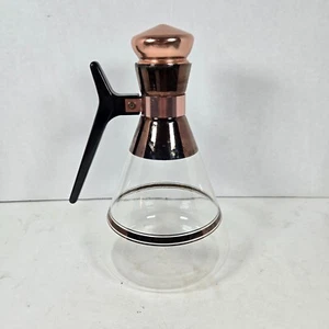 Mid Century Glas & Kupfer Vintage Karaffe Kaffee mit Stopfen - Bild 1 von 10