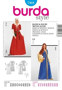 Burda Style Schnittmuster - Mittelalterliches Kleid & Haube - Nr. 7468 - Bild 1 von 8