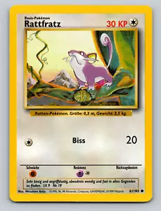 Rattata (Rattfratz) 61/102 Juego Base Tarjeta Pokémon Alemana JCC - Casi Como Nuevo - Imagen 1 de 2