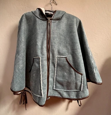 Anthropologie Hei Hei Womens XS/S Hooded Poncho Cape Jacket Reversible Full Zip - Image 1 of 4