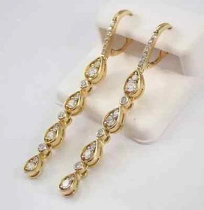 Round Cut Lab Created Diamond Christmas Beautiful Earring 14K Yellow Gold Finish - Picture 1 of 11