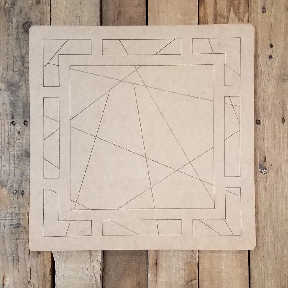 Ornate Decorative Square Stained Glass Mosaic, Unfinished Shape, Paint by Line - Image 1 of 1