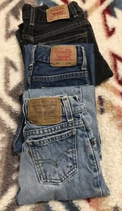 Levi's Vintage Boys Jeans 550 Size 7 Slim, 569 7X Slim & 569 Black 7X Loose Fit - Picture 1 of 11