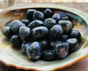 3X Iolite with Black Mica Tumbled Stones 20-25mm India Reiki Healing Crystals - Picture 1 of 7