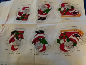Vintage Cranston VIP Fabric Sew Panel  Mini Christmas Ornaments 6 Santa Claus  - Picture 1 of 5